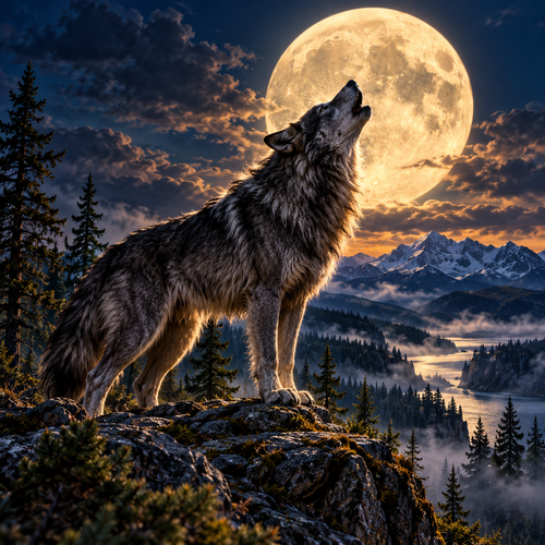 Howling Dire Wolf - full moon