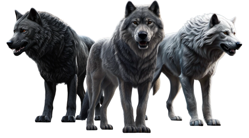 Three Dire Wolves - AI - no background